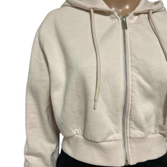 DIVIDED Cream-coloured cropped zip-up hoodie, size M - Picture 2 of 4